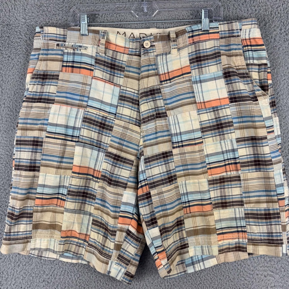 Madison Shorts Mens 38‎ Patchwork Plaid Multicolor Cotton Summer Preppy 40x10